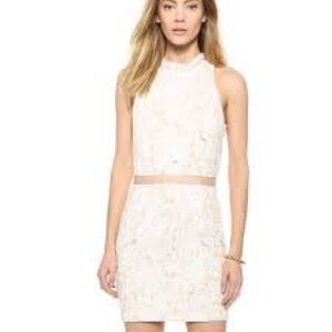 English Factory Anthropologie White Lace Dress Nude Lined Medium
